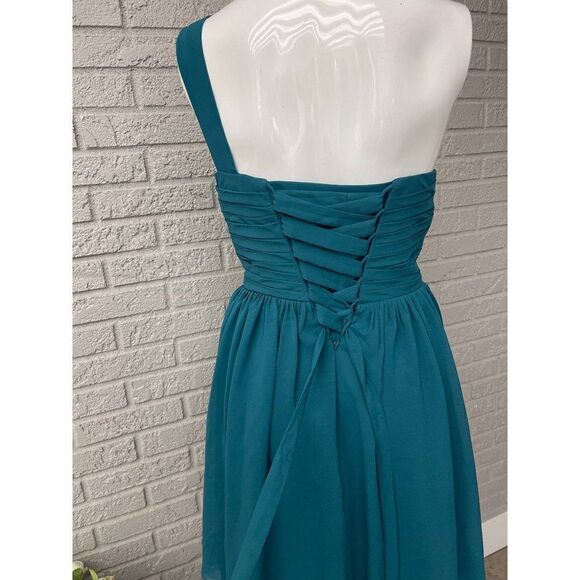 Zaxants One Shoulder Deep Teal Fit & Flare Dress Size S - Picture 6 of 10